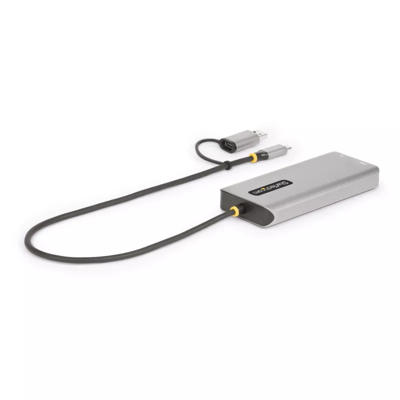 StarTech.com USB-C Multiport-Adapter mit angebrachtem USB-C-auf-USB-A-Dongle, Dual HDMI (4K30Hz/1080p60Hz), 3x USB-A 5Gbps, Mini Travel Dock, Laptop-Dockingstation, 1,3ft/40cm Kabel