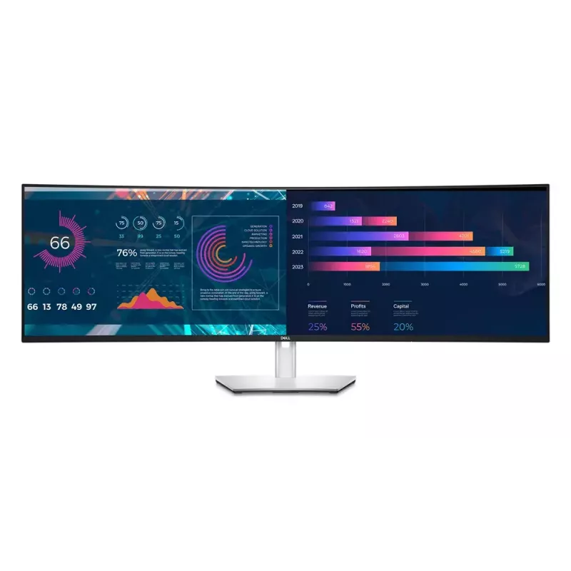 DELL UltraSharp U4924DW Computer Monitor 124,5 cm (49 Zoll) 5120 x 1440 Pixel 5K Ultra HD LCD Schwarz, Silber