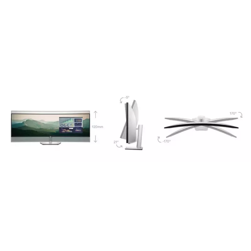 DELL UltraSharp U4924DW Computer Monitor 124,5 cm (49 Zoll) 5120 x 1440 Pixel 5K Ultra HD LCD Schwarz, Silber