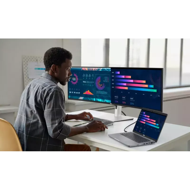 DELL UltraSharp U4924DW Computer Monitor 124,5 cm (49 Zoll) 5120 x 1440 Pixel 5K Ultra HD LCD Schwarz, Silber