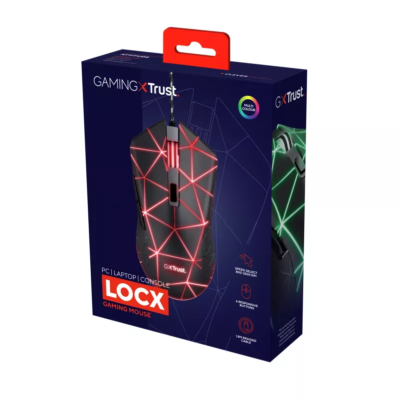 Trust GXT 133 Locx Maus Gaming Rechtshänder USB Typ-A Optisch 4000 DPI