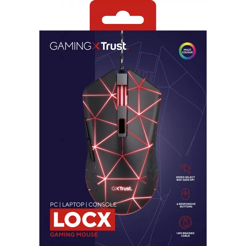 Trust GXT 133 Locx Maus Gaming Rechtshänder USB Typ-A Optisch 4000 DPI