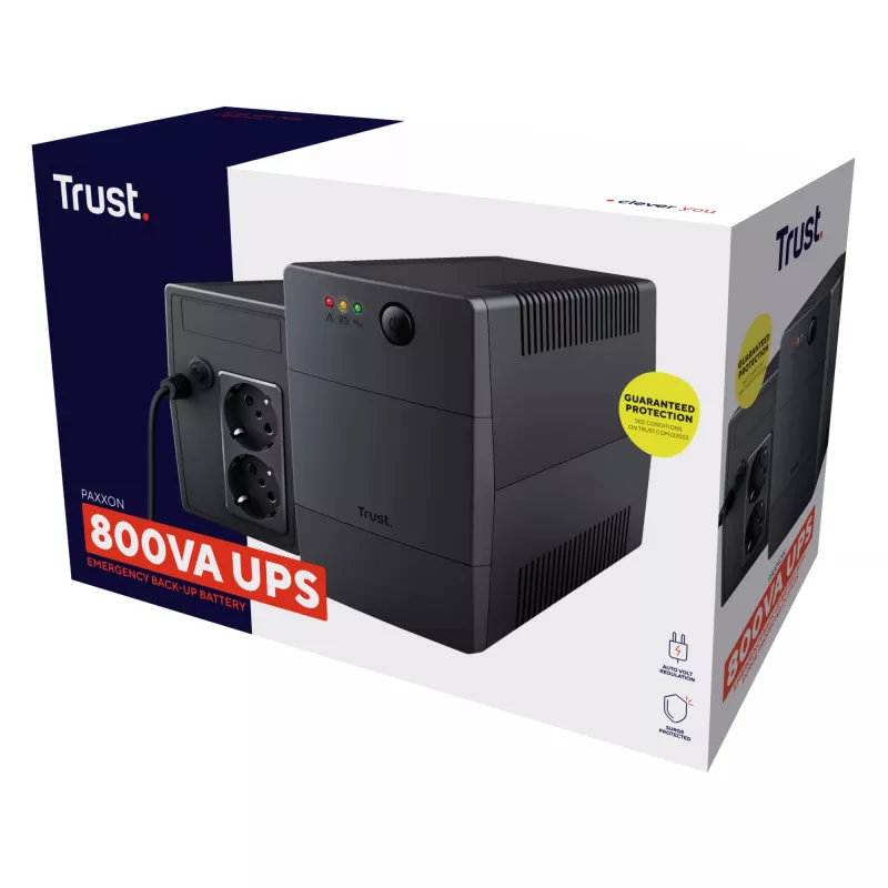 Trust Paxxon unterbrechungsfreie Stromversorgung (USV) 0,8 kVA 480 W 2 AC-Ausgänge