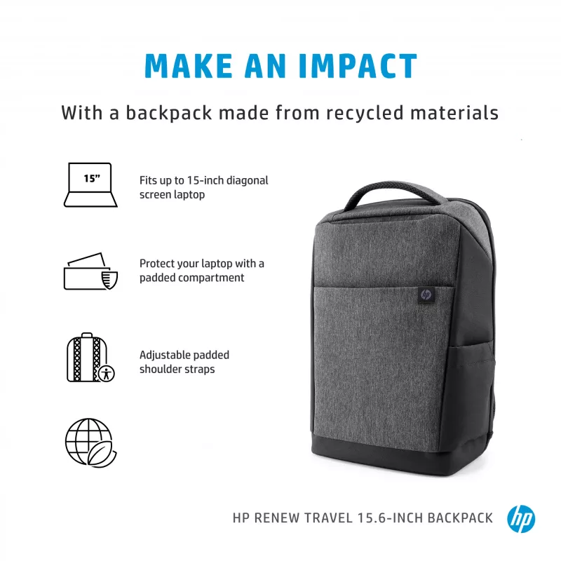 HP Renew Travel 15.6-Zoll Rucksack, Rucksack, 650 g