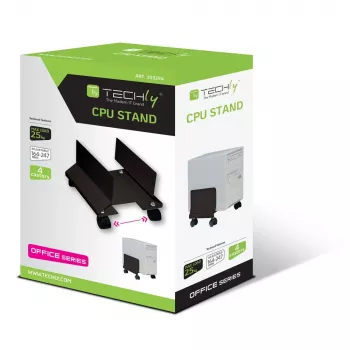 Techly CPU Stahlhalterung mit Rollen, Schwarz ICA-CS 34, Schwarz, PC, Multimedia-Wagen, 25 kg, 195 mm, 240 mm