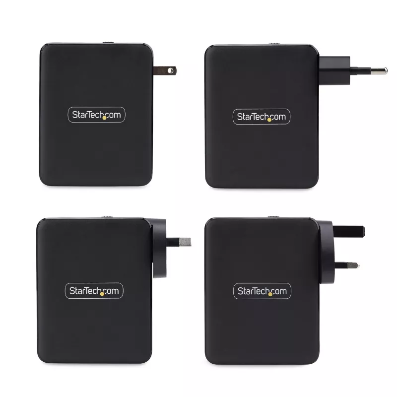 StarTech.com 140W USB-C-Wandladegerät, 3x USB-C/1x USB-A, PD 3.1 Internationales GaN-Netzteil für MacBook/Dell XPS/Inspiron