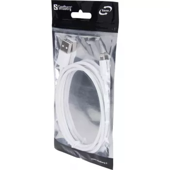 Sandberg USBLightning MFI 1m SAVER, 1 m, Lightning, USB A, Stecker, Stecker, Weiß