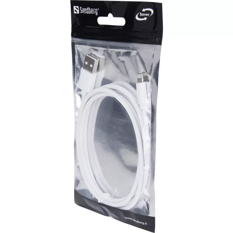Sandberg USBLightning MFI 1m SAVER, 1 m, Lightning, USB A, Stecker, Stecker, Weiß