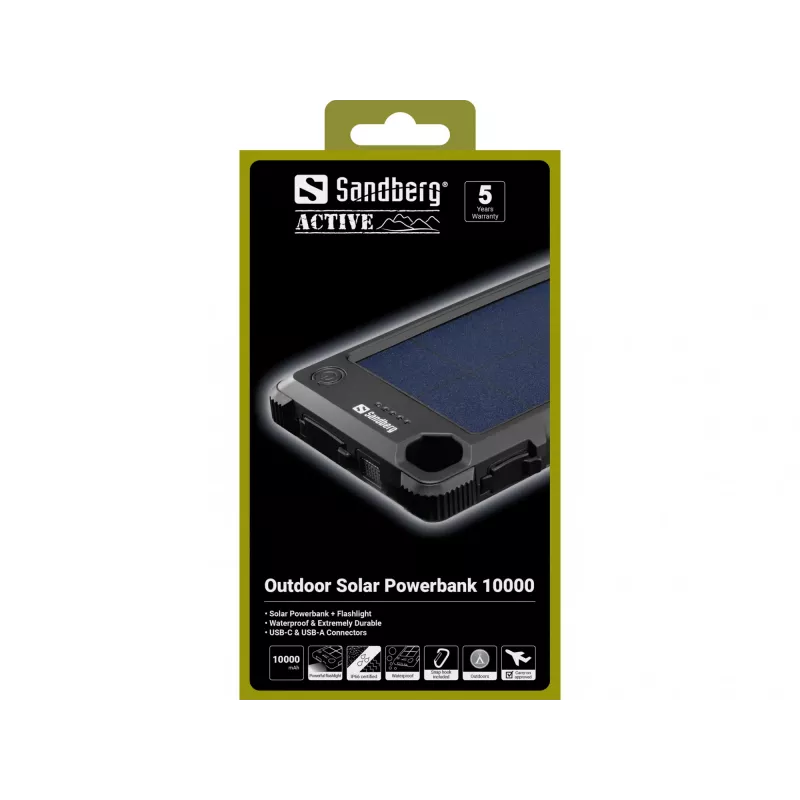 Sandberg Outdoor Solar Powerbank 10000, 10000 mAh, Schwarz