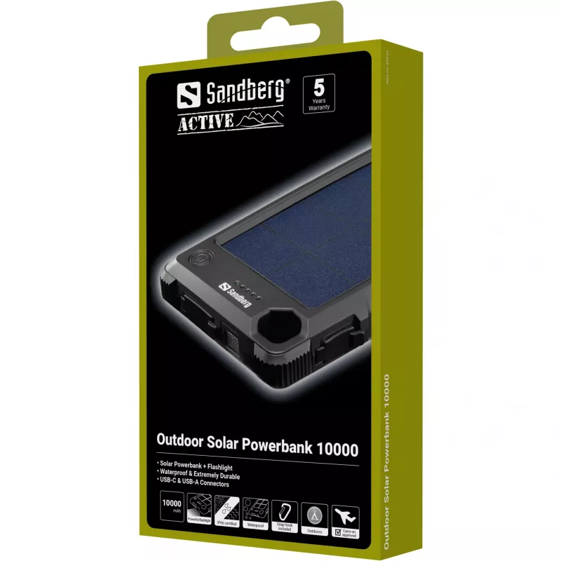 Sandberg Outdoor Solar Powerbank 10000, 10000 mAh, Schwarz