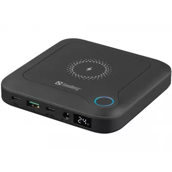 Sandberg All-in1 Laptop Powerbank 24000, 24000 mAh, Quick Charge 2.0, Kabelloses Laden, Schwarz