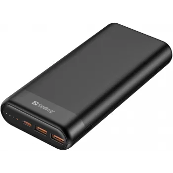 Sandberg Powerbank 20000 PD65W+2xQC3.0, 20000 mAh, Lithium-Ion (Li-Ion), Quick Charge 3.0, 65 W, Schwarz