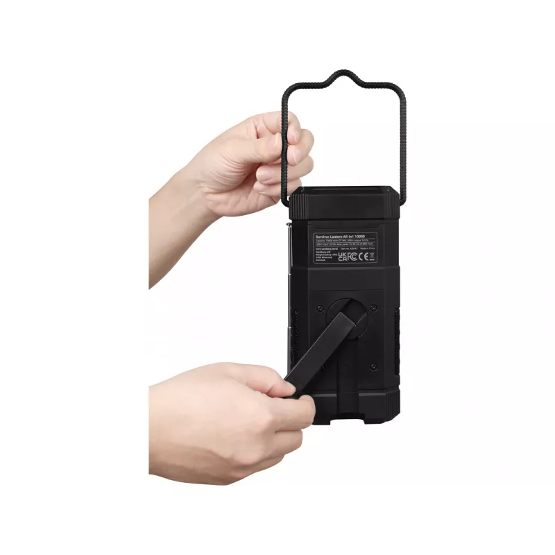 Sandberg Survivor Lantern All-in1 10000, batteriebetriebene Campinglaterne, Schwarz, IPX5, LED, USB C, Batterie