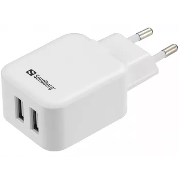 Sandberg AC Charger Dual USB 2.4+1A EU, Innenbereich, AC, USB, 5 V, Schwarz, Weiß
