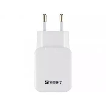 Sandberg AC Charger Dual USB 2.4+1A EU, Innenbereich, AC, USB, 5 V, Schwarz, Weiß