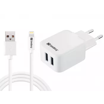 Sandberg AC Ladegerät EU Lightning 2.4A, Innenbereich, AC, 5 V, Weiß