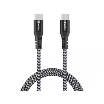Sandberg Survivor USB-C-Kabel 1M 100W, 1 m, USB C, USB C, USB 2.0, Schwarz, Grau