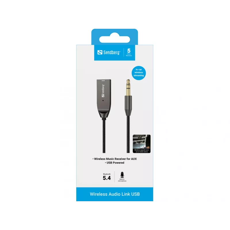 Sandberg Wireless Audio Link USB, USB, A2DP, AVRCP, HFP, 10 m, Schwarz, Dock, 5 V
