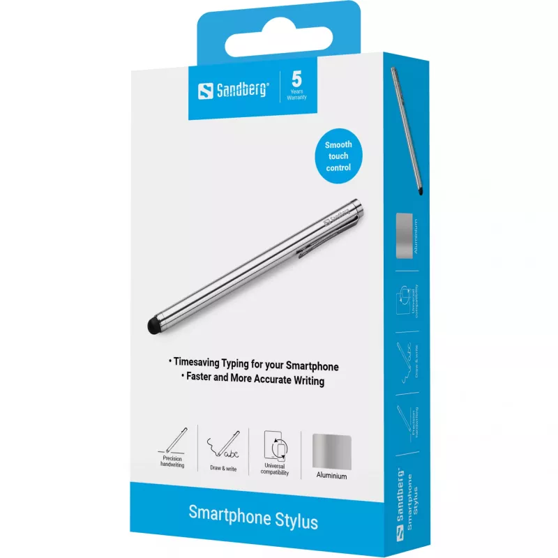 Sandberg Smartphone Stylus, Mobiltelefon/Smartphone, Silber, 5 g, 140 mm, 7 mm, 7 mm