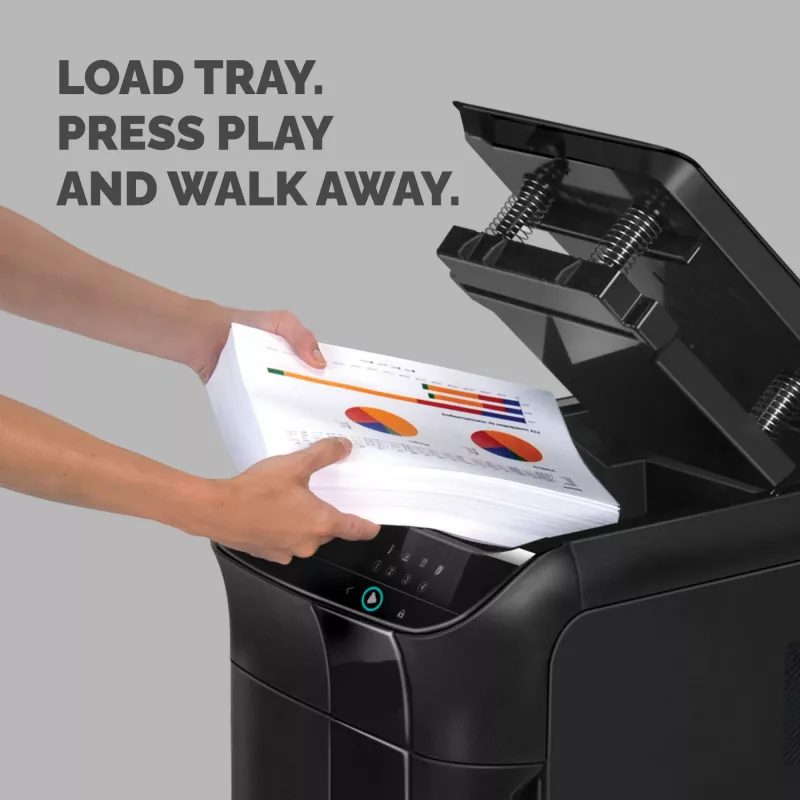 Fellowes Aktenvernichter 550 Blatt automatische Zufuhr Kreuzschnitt AutoMax 550C mit 83-Liter-Auffangbehälter hohe Sicherheit P4