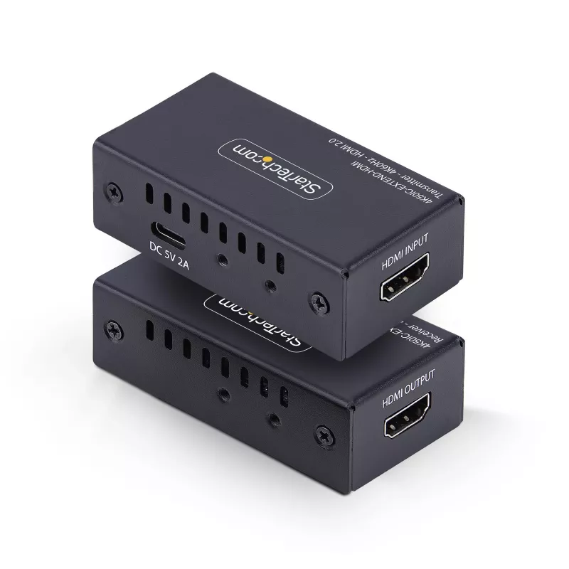 StarTech.com HDMI-Extender über CAT5e/CAT6, 4K 60Hz, bis zu 200ft (60m), Sender- und Empfänger-Kit, Power over Kabel, kompakte Bauform