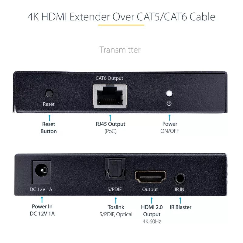 StarTech.com 4K70IC-EXTEND-HDMI AV-Extender AV-Sender & -Empfänger Schwarz