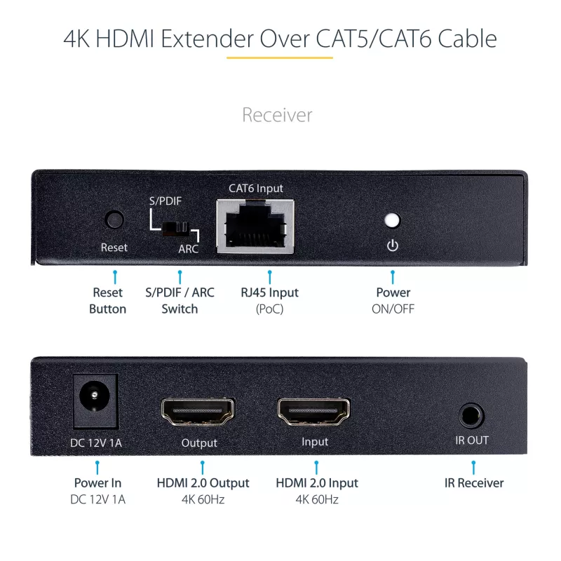 StarTech.com 4K70IC-EXTEND-HDMI AV-Extender AV-Sender & -Empfänger Schwarz