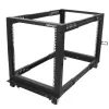StarTech.com 4-Pfosten 12U Mobiler Open-Frame Server-Rack, Vier-Pfosten 19 Zoll Netzwerk-Rack mit Rädern, Rollbares Rack mit einstellbarer Tiefe für Computer/AV/Daten/IT-Ausrüstung – Rollen, Nivellierfüße oder Bodenmontage