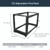 StarTech.com 4-Pfosten 12U Mobiler Open-Frame Server-Rack, Vier-Pfosten 19 Zoll Netzwerk-Rack mit Rädern, Rollbares Rack mit einstellbarer Tiefe für Computer/AV/Daten/IT-Ausrüstung – Rollen, Nivellierfüße oder Bodenmontage