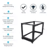 StarTech.com 4-Pfosten 12U Mobiler Open-Frame Server-Rack, Vier-Pfosten 19 Zoll Netzwerk-Rack mit Rädern, Rollbares Rack mit einstellbarer Tiefe für Computer/AV/Daten/IT-Ausrüstung – Rollen, Nivellierfüße oder Bodenmontage