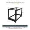 StarTech.com 4-Pfosten 12U Mobiler Open-Frame Server-Rack, Vier-Pfosten 19 Zoll Netzwerk-Rack mit Rädern, Rollbares Rack mit einstellbarer Tiefe für Computer/AV/Daten/IT-Ausrüstung – Rollen, Nivellierfüße oder Bodenmontage