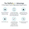 StarTech.com 4-Post 15U Mobiles Open-Frame Server-Rack, Vier-Pfosten 19-Zoll-Netzwerk-Rack mit Rädern, Rollbares Rack mit einstellbarer Tiefe für Computer/AV/Daten/IT-Ausrüstung – Lenkrollen, Nivellierfüße oder Bodenmontage