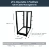 StarTech.com 4-Post 25U Mobiles Open-Frame-Server-Rack, Vier-Pfosten-19-Zoll-Netzwerk-Rack mit Rädern, Rollbares Rack mit einstellbarer Tiefe für Computer-/AV-/Daten-/IT-Ausrüstung – Rollen, Nivellierfüße oder Bodenmontage