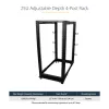 StarTech.com 4-Post 25U Mobiles Open-Frame-Server-Rack, Vier-Pfosten-19-Zoll-Netzwerk-Rack mit Rädern, Rollbares Rack mit einstellbarer Tiefe für Computer-/AV-/Daten-/IT-Ausrüstung – Rollen, Nivellierfüße oder Bodenmontage