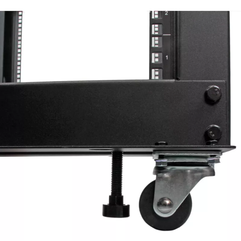 StarTech.com 4-Post 8U Mobiles Open-Frame-Serverrack, Vier-Pfosten 19-Zoll-Netzwerkrack mit Rädern, Kleines Rollbares Rack mit einstellbarer Tiefe für Computer/AV/Daten/IT-Ausrüstung – Rollen, Nivellierfüße oder Bodenmontage