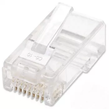 Intellinet RJ45 Modularstecker, Cat6, UTP, 2-zinkig, für Litzenleiter, 15 µ vergoldete Kontakte, 100er-Pack