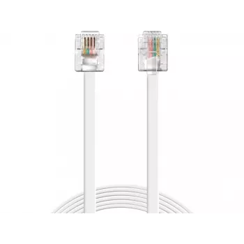 Sandberg Telefonkabel RJ11-RJ11 5 m, 5 m, RJ11, RJ11, Stecker, Stecker, Weiß