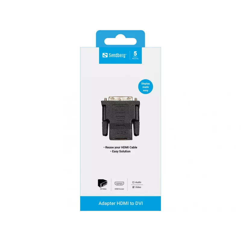 Sandberg Adapter DVI-M - HDMI-F, DVI, HDMI, Schwarz