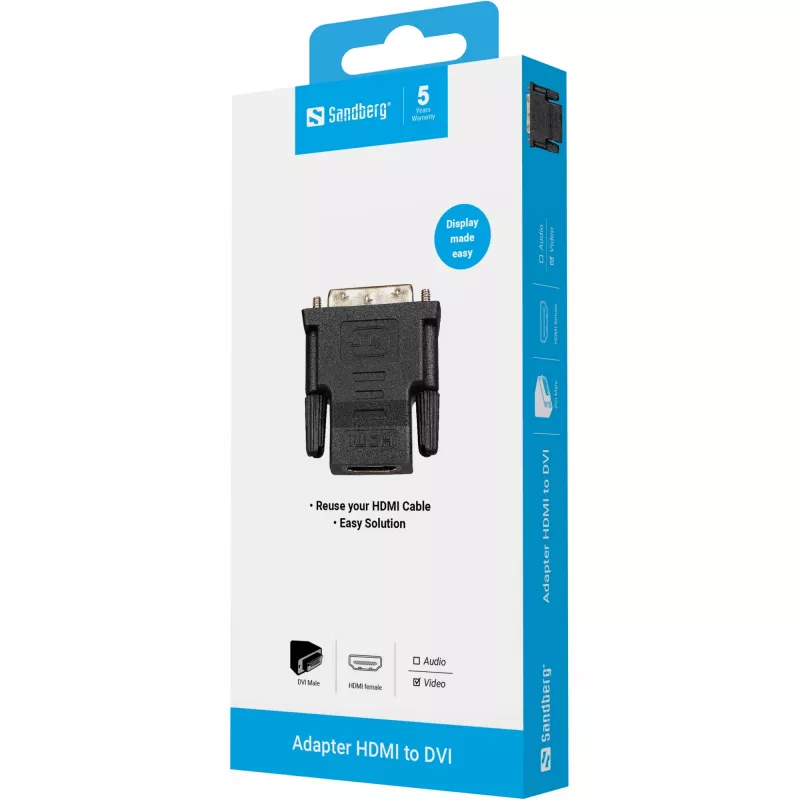 Sandberg Adapter DVI-M - HDMI-F, DVI, HDMI, Schwarz