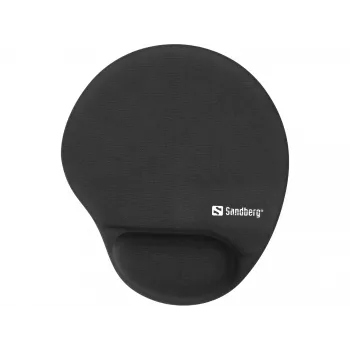 Sandberg Memory Foam Mauspad Rund, Schwarz, Einfarbig, Memory-Schaum, Handgelenkauflage, Rutschfeste Unterseite