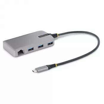 StarTech.com 3-Port USB-C Hub mit Ethernet - 3x USB-A Anschlüsse, Gigabit Ethernet RJ45, USB 3.0 5Gbit/s, busgespeist, 30 cm langes Kabel - Tragbarer Laptop USB Typ-C Hub Adapter mit Gigabit Ethernet
