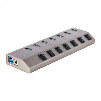 StarTech.com 7-Port selbstversorgter USB-C-Hub mit individuellen Ein-/Ausschaltern, USB 3.0 5Gbps Erweiterungshub mit Netzteil, Desktop/Laptop USB-C zu USB-A Hub, USB Typ C Hub mit BC 1.2