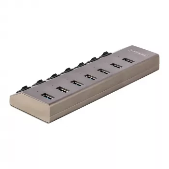 StarTech.com 7-Port selbstversorgter USB-C-Hub mit individuellen Ein-/Ausschaltern, USB 3.0 5Gbps Erweiterungshub mit Netzteil, Desktop/Laptop USB-C zu USB-A Hub, USB Typ C Hub mit BC 1.2