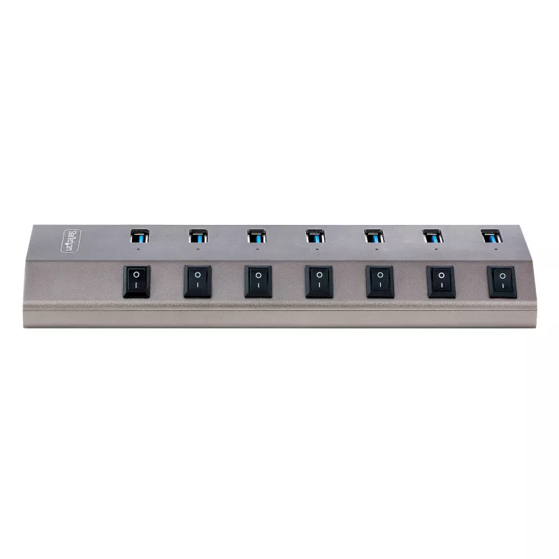 StarTech.com 7-Port selbstversorgter USB-C-Hub mit individuellen Ein-/Ausschaltern, USB 3.0 5Gbps Erweiterungshub mit Netzteil, Desktop/Laptop USB-C zu USB-A Hub, USB Typ C Hub mit BC 1.2