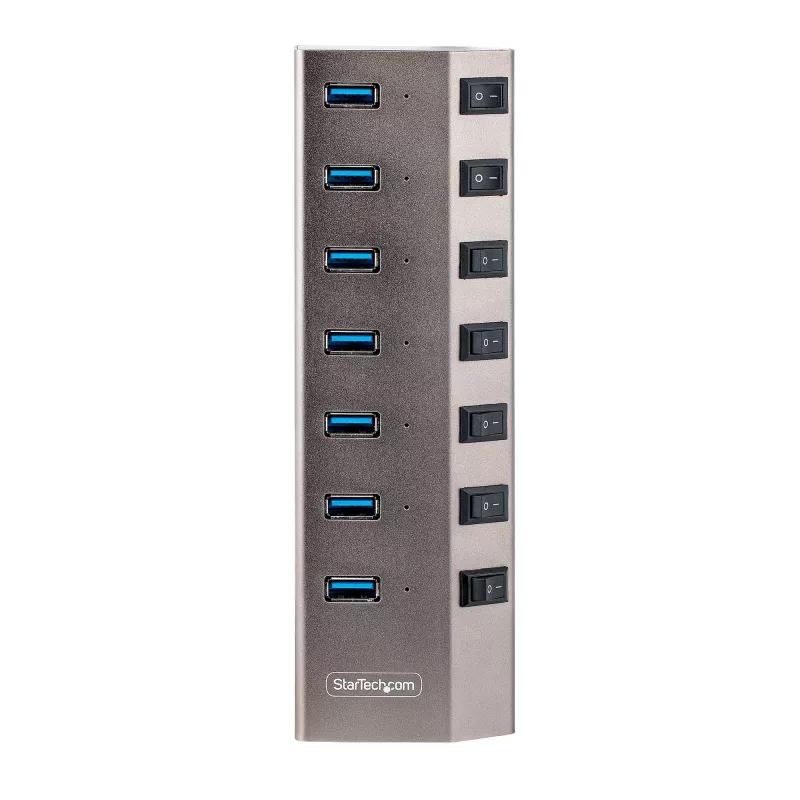 StarTech.com 7-Port selbstversorgter USB-C-Hub mit individuellen Ein-/Ausschaltern, USB 3.0 5Gbps Erweiterungshub mit Netzteil, Desktop/Laptop USB-C zu USB-A Hub, USB Typ C Hub mit BC 1.2