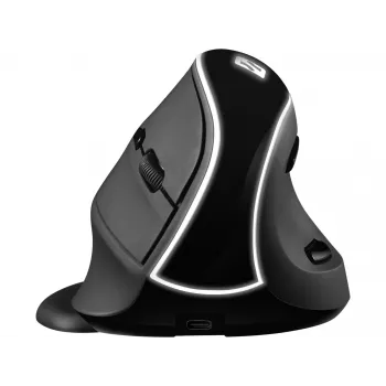 Sandberg Wireless Vertical Maus Pro, Rechtshänder, Vertikales Design, Optisch, RF Wireless, 1600 DPI, Schwarz