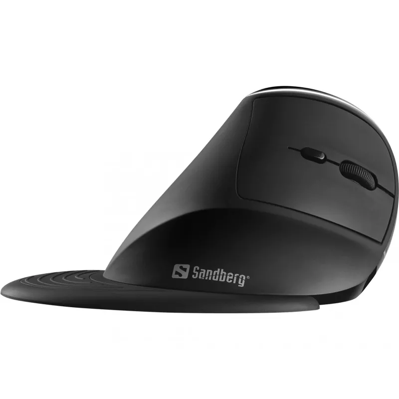 Sandberg Wireless Vertical Maus Pro, Rechtshänder, Vertikales Design, Optisch, RF Wireless, 1600 DPI, Schwarz