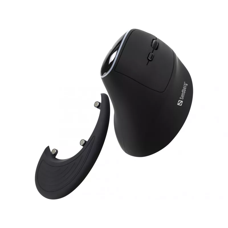 Sandberg Wireless Vertical Maus Pro, Rechtshänder, Vertikales Design, Optisch, RF Wireless, 1600 DPI, Schwarz