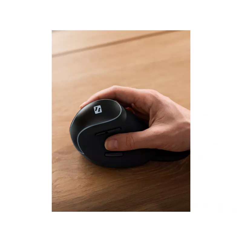 Sandberg Wireless Vertical Maus Pro, Rechtshänder, Vertikales Design, Optisch, RF Wireless, 1600 DPI, Schwarz