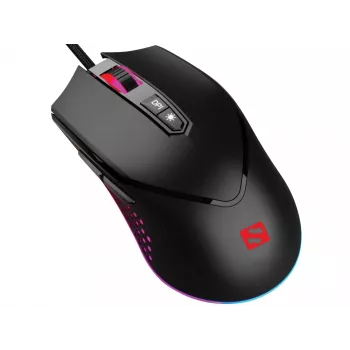 Sandberg Azazinator Maus 6400, Rechtshändig, USB Typ-A, 6400 DPI, Schwarz